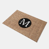 Moderne luxe zwart en bruin, monogrammed burlap deurmat (Schuin)