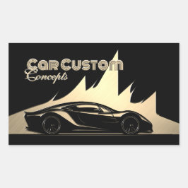 Moderne Luxe Zwart en Goud gegraveerd-stijl Auto Rechthoekige Sticker
