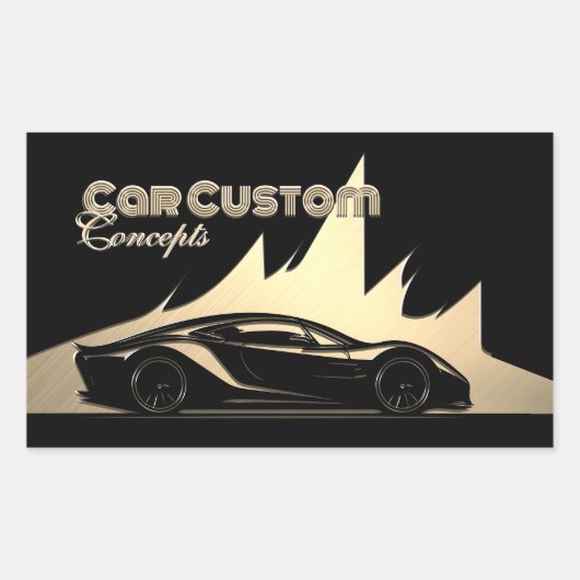 Moderne Luxe Zwart en Goud gegraveerd-stijl Auto Rechthoekige Sticker (Voorkant)