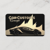 Moderne Luxe Zwart en Goud gegraveerd-stijl Auto Visitekaartje (Voorkant)