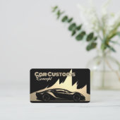 Moderne Luxe Zwart en Goud gegraveerd-stijl Auto Visitekaartje (Staand voorkant)