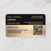 Moderne Luxe Zwart en Goud gegraveerd-stijl Auto Visitekaartje (Achterkant)