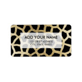 Moderne luxe zwart en gouden folie dierenprint etiket (Voorkant)