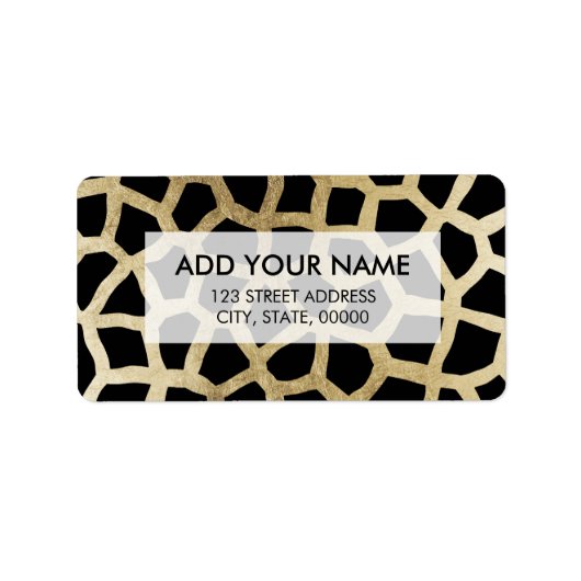 Moderne luxe zwart en gouden folie dierenprint etiket (Voorkant)