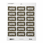 Moderne luxe zwart en gouden folie dierenprint etiket (Full Sheet)