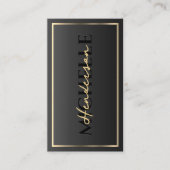 Moderne Luxe Zwart Goud Lijst Border Monogram Visitekaartje (Voorkant)