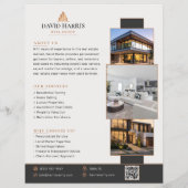 Moderne Luxe Zwart & Koper Vastgoedbedrijf Flyer (Achterkant)