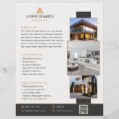 Moderne Luxe Zwart & Koper Vastgoedbedrijf Flyer (Achterkant)
