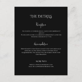 Moderne luxe zwart-wit huwelijksdetails informatiekaartje