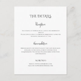 Moderne luxe zwart-wit huwelijksdetails informatiekaartje