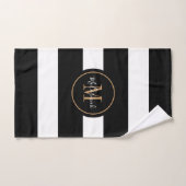 Moderne Luxe Zwart Wit Strepen Goud Monogram Handdoek (Handdoek)