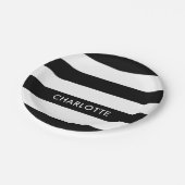 Moderne luxe zwarte en witte strepen patroon papieren bordje (Gekanteld)