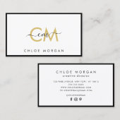 Moderne luxe zwarte goudhandtekeningen visitekaartje (Voorkant / Achterkant)