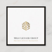 Moderne luxe zwarte rand vierkante visitekaartje (Voorkant)