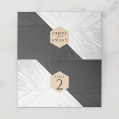 Moderne luxe zwarte & zilver trouwtafel nummer 2 plaatskaartje (Buitenkant ongevouwen)