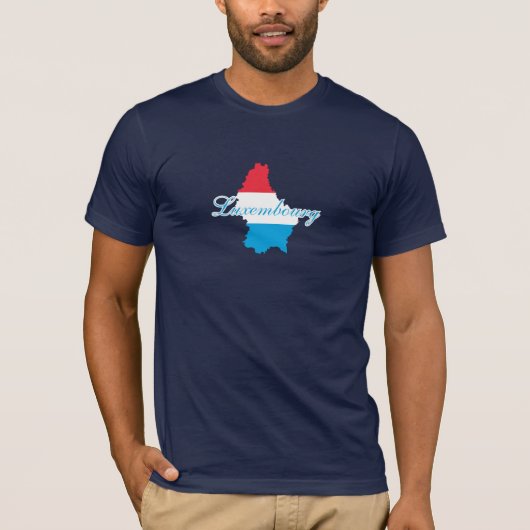 Moderne Luxemburgse Vlag Kaart Souvenir T-shirt (Voorkant)