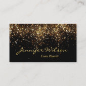 Moderne Luxury Black & Gold Glitter Event Planner Visitekaartje (Voorkant)