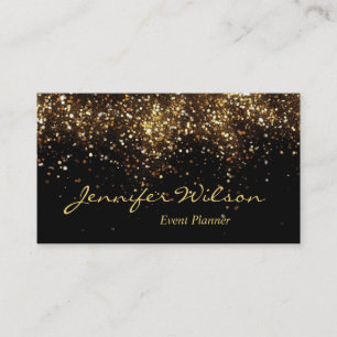 Moderne Luxury Black & Gold Glitter Event Planner Visitekaartje
