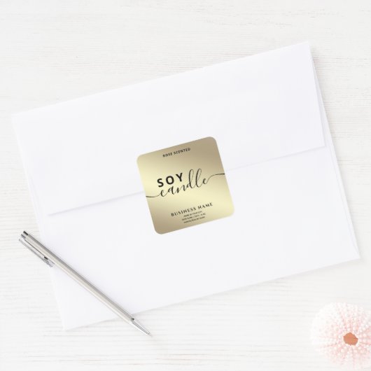 Moderne Luxury goudscriptzool Vierkante Sticker (Envelop)