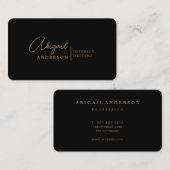 Moderne Luxury Professional Black Brown Handtekeni Visitekaartje (Voorkant / Achterkant)