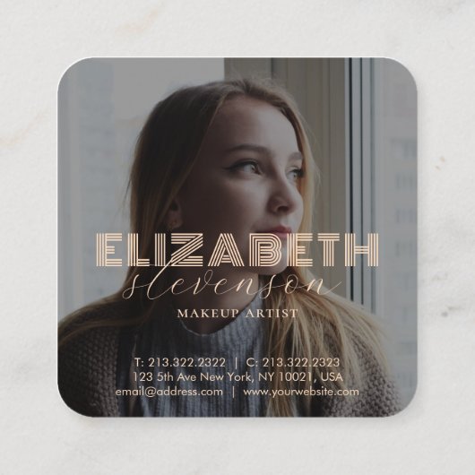 Moderne Luxury Professional Gold Abstracte 2 foto' Vierkante Visitekaartje (Achterkant)