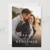 Moderne M foto Verticaal Chic Bewaar de datum 2 Kaart (Voorkant)