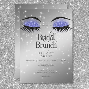 Moderne maagdenpalm blauwe glam ogen bruids brunch kaart