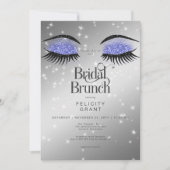 Moderne maagdenpalm blauwe glam ogen bruids brunch kaart (Voorkant)