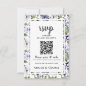 Moderne maagdenpalm witte bloemenbruiloft QR-code RSVP Kaartje (Voorkant)
