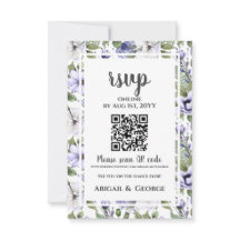 Moderne maagdenpalm witte bloemenbruiloft QR-code