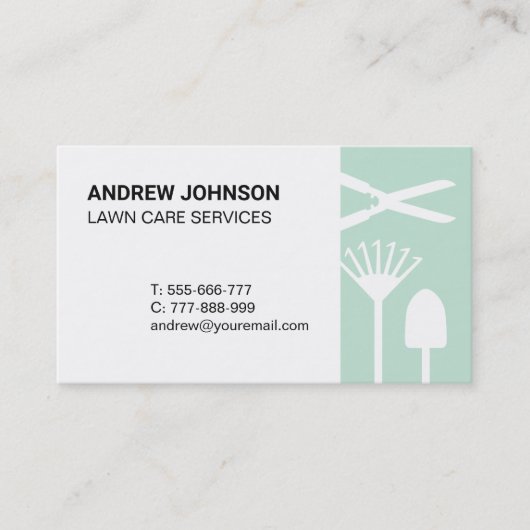 Moderne maaigereedschappen Lawn Care Visitekaartje (Voorkant)