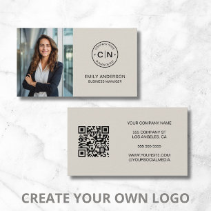 Moderne Maak Je Eigen Logo QR Zakelijke Kaart Visitekaartje