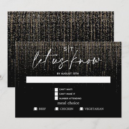 Moderne Maaltijdkeuze RSVP Edgy Champagne Glitter Kaart (Voorkant / Achterkant)
