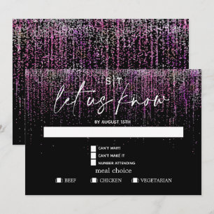 Moderne Maaltijdkeuze RSVP Edgy Magenta Glitter Kaart