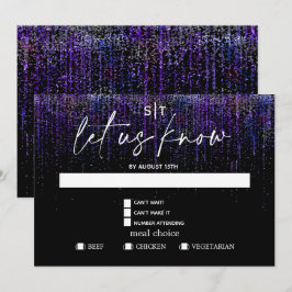 Moderne Maaltijdkeuze RSVP Edgy Paarse Glitters Kaart