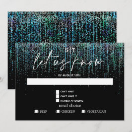 Moderne Maaltijdkeuze RSVP Edgy Teal Glitter Kaart
