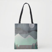 Moderne maan- en bergen abstracte landschapskunst tote bag (Voorkant)