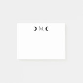 Moderne maan monogram zwart-wit post-it® notes (Voorkant)