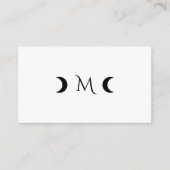 Moderne maan monogram zwart-wit visitekaartje (Voorkant)