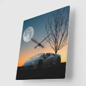 Moderne Maan Nacht Wandklok | Luxe Auto (Hoek)