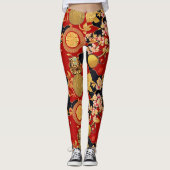 Moderne maan nieuwjaar modern aziatisch patroon leggings (Voorkant)