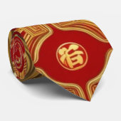 Moderne maan nieuwjaar modern aziatisch patroon stropdas (Opgerold)