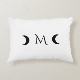Moderne maan wit en zwart monogram accent kussen