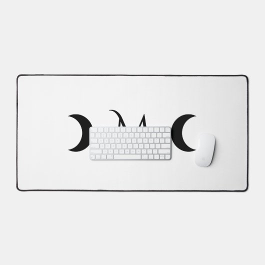 Moderne maan wit en zwart monogram bureaumat (Keyboard & Muis)
