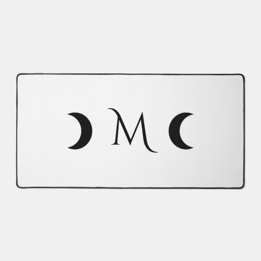Moderne maan wit en zwart monogram bureaumat (Voorkant)