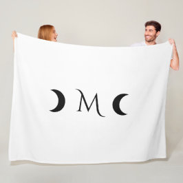 Moderne maan wit en zwart monogram fleece deken