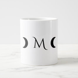 Moderne maan wit en zwart monogram grote koffiekop