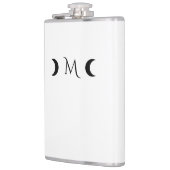 Moderne maan wit en zwart monogram heupfles (Links)
