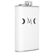 Moderne maan wit en zwart monogram heupfles (Rechts)