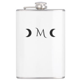 Moderne maan wit en zwart monogram heupfles